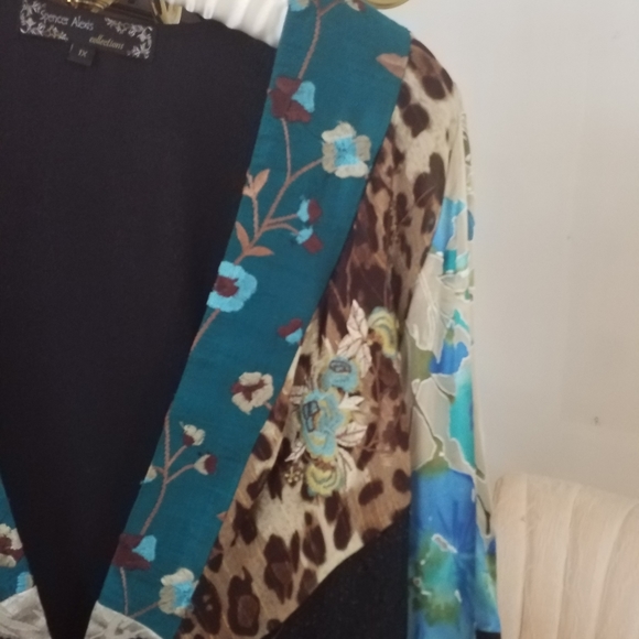 NEW SPENCER ALEXIS 1X SILK BLEND TURQ LEOPARD  EMB - Picture 6 of 8